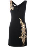 Antonio Berardi Metallic Embellished Fitted Dress, Women's, Size: 44, Black, Rayon/spandex/elastane/silk