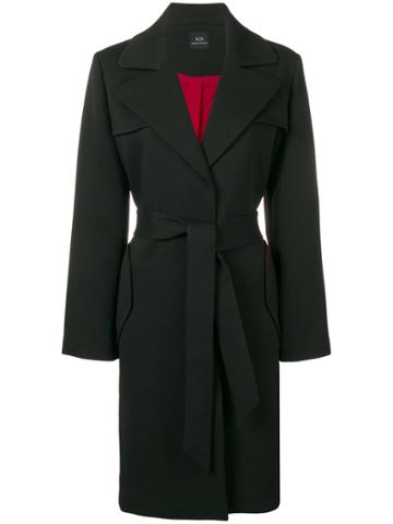 Armani Exchange Belted Coat - Black