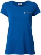 Sonia By Sonia Rykiel Chest Zip T-shirt, Women's, Size: Large, Blue, Cotton/modal