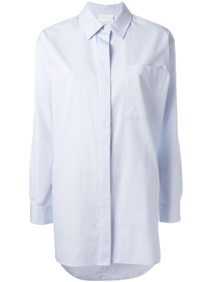 Dkny Pure Long Fit Cuffed Button Down Shirt, Women's, Size: Xs, Blue, Cotton