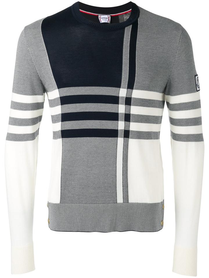 Moncler Gamme Bleu Checked Knitted Jumper, Men's, Size: Xl, Black, Cotton