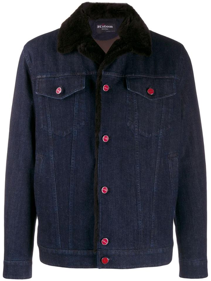 Kiton Fitted Denim Jacket - Blue