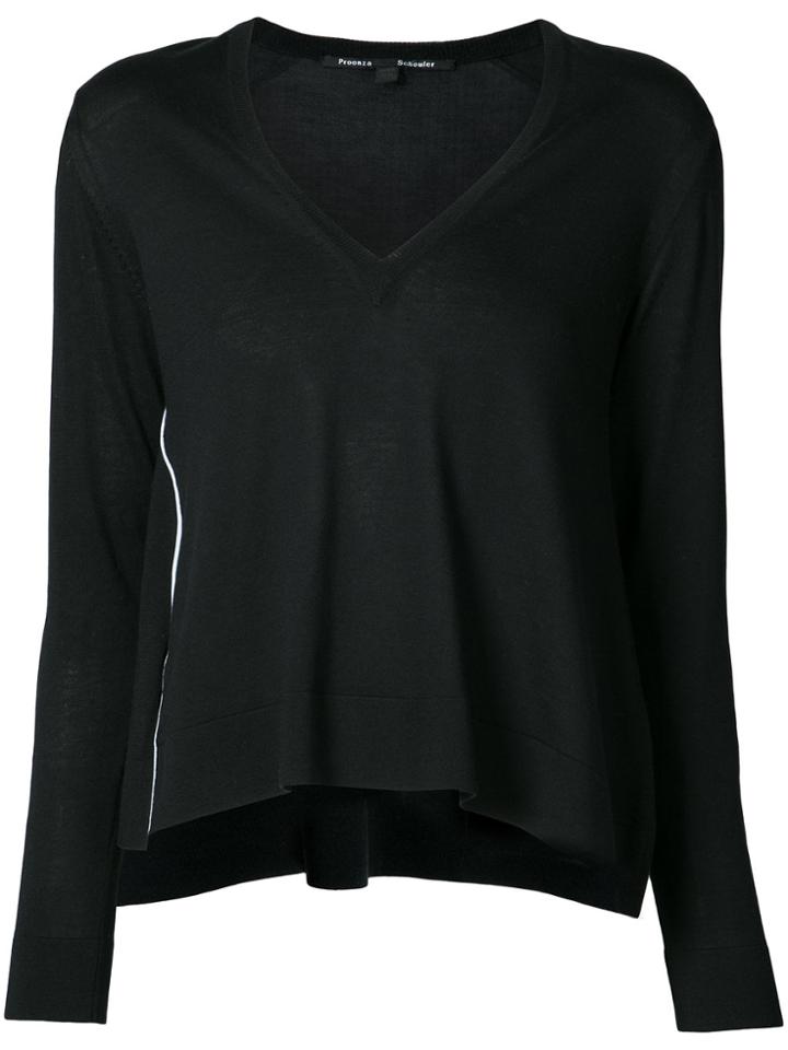 Proenza Schouler Cotton Silk Wave Pullover - Black