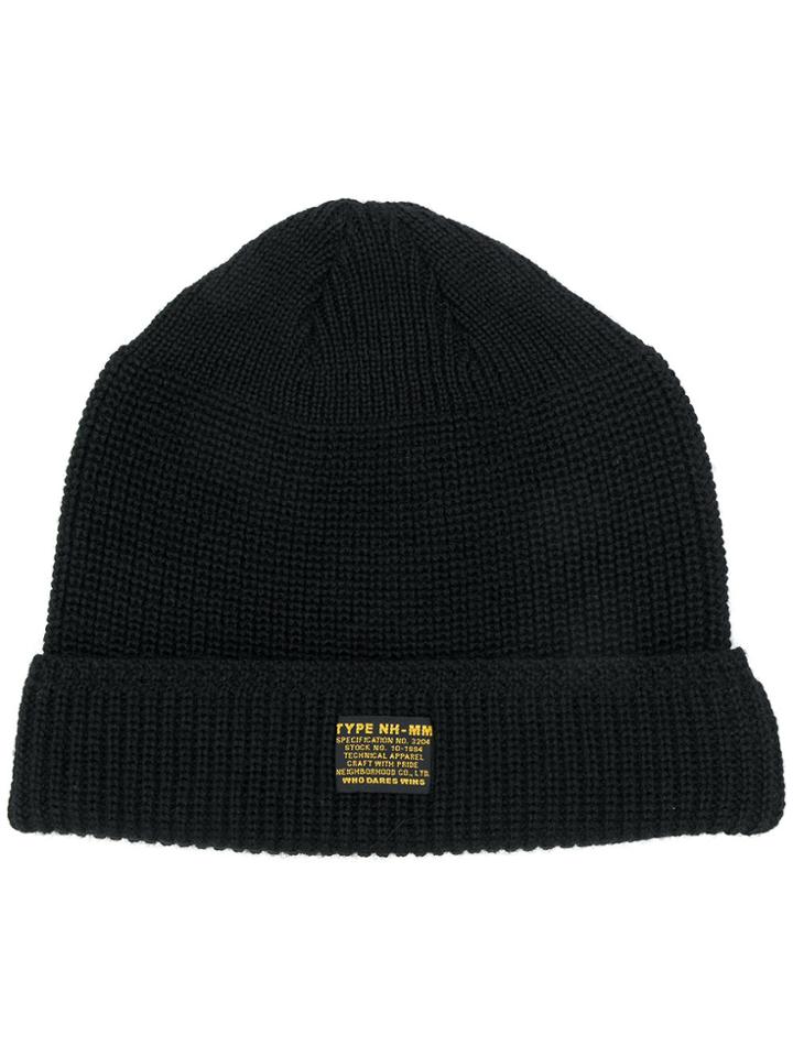 Neighborhood Logo Patch Beanie - Black