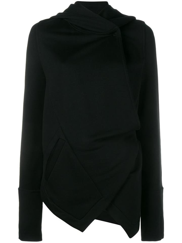 Ann Demeulemeester Belted Wrap Hoodie, Women's, Size: 42, Black, Lyocell/cotton