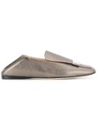 Sergio Rossi Metallic Square Toe Loafers