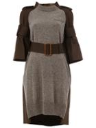 Sacai Knitted Panel Dress, Women's, Size: 2, Grey, Cotton/cupro/wool