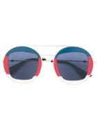 Gucci Eyewear Sylvie Web Round Metal Sunglasses - Blue