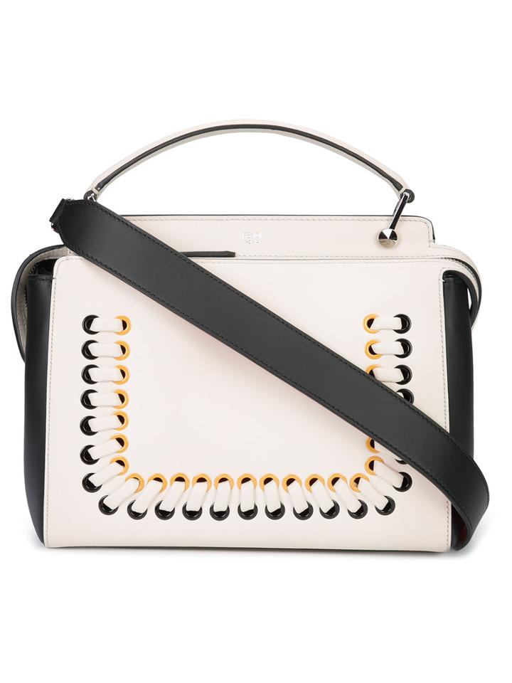 Fendi Dotcom Tote, White, Lamb Skin