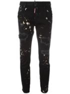 Dsquared2 Cool Girl Paint Splatter Jeans, Size: 42, Black, Cotton/spandex/elastane/calf Leather