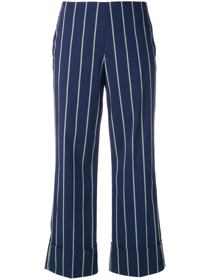 Fay Pinstripe Trousers, Women's, Size: 44, Blue, Cotton/polyamide/spandex/elastane