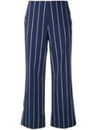 Fay Pinstripe Trousers, Women's, Size: 44, Blue, Cotton/polyamide/spandex/elastane