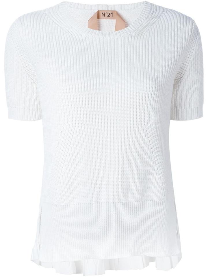 No21 Contrast Back Ribbed Sweater, Women's, Size: 40, White, Cotton/polyamide/acetate/silk