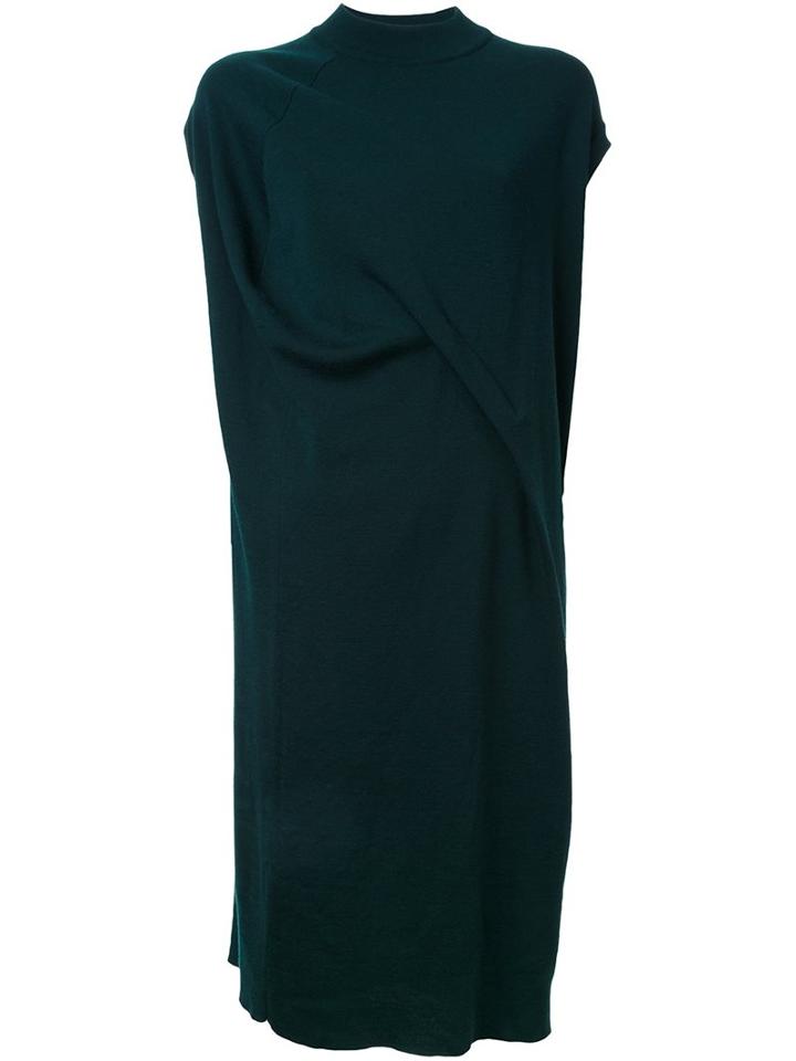 Enföld Asymmetric Wrap Dress, Women's, Size: 38, Green, Wool