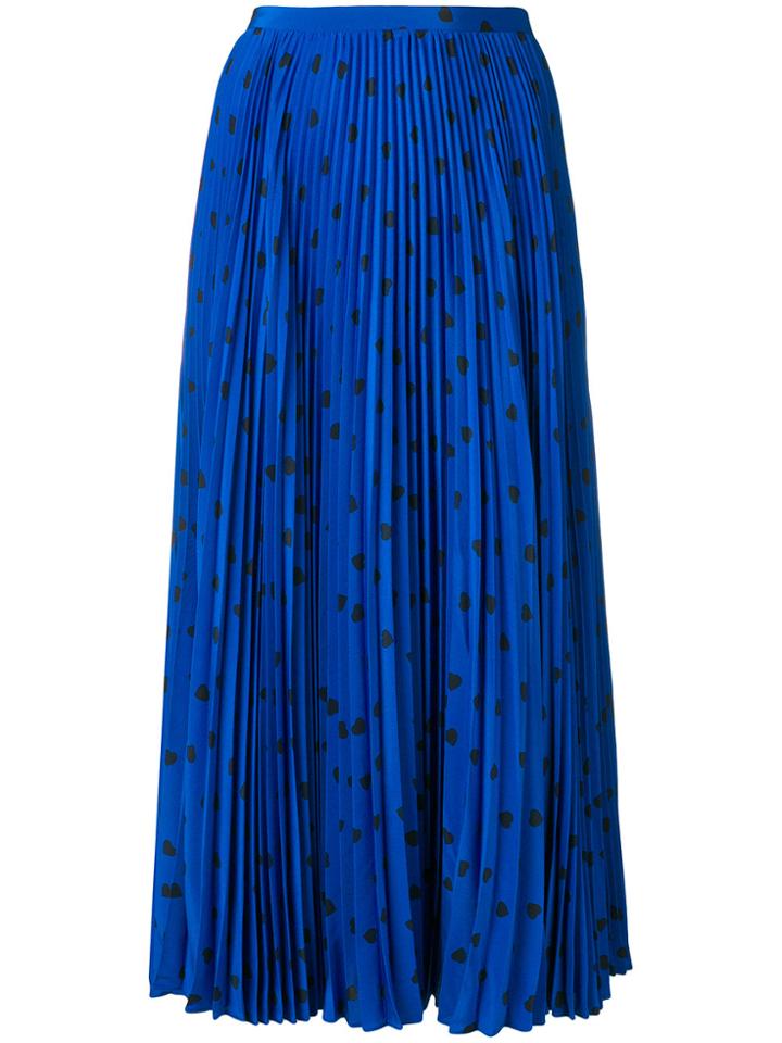 Valentino Polka-dot Pleated Midi Skirt - Blue