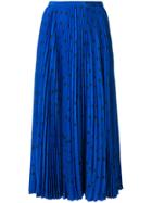 Valentino Polka-dot Pleated Midi Skirt - Blue