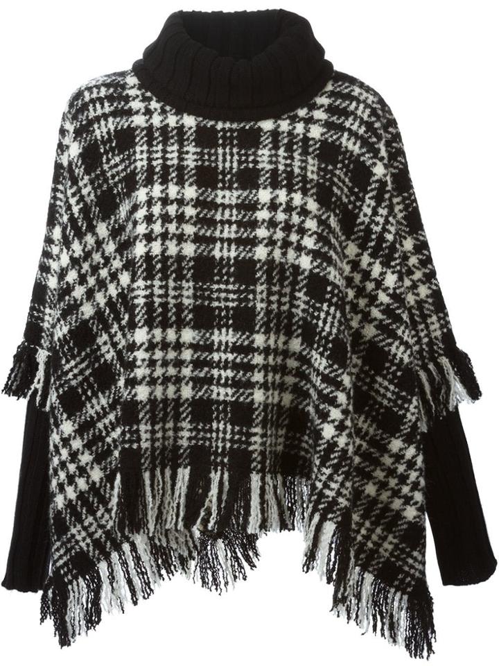 Dolce & Gabbana Checked Knit Poncho - Black