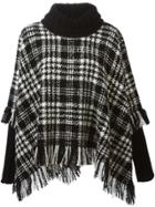 Dolce & Gabbana Checked Knit Poncho - Black