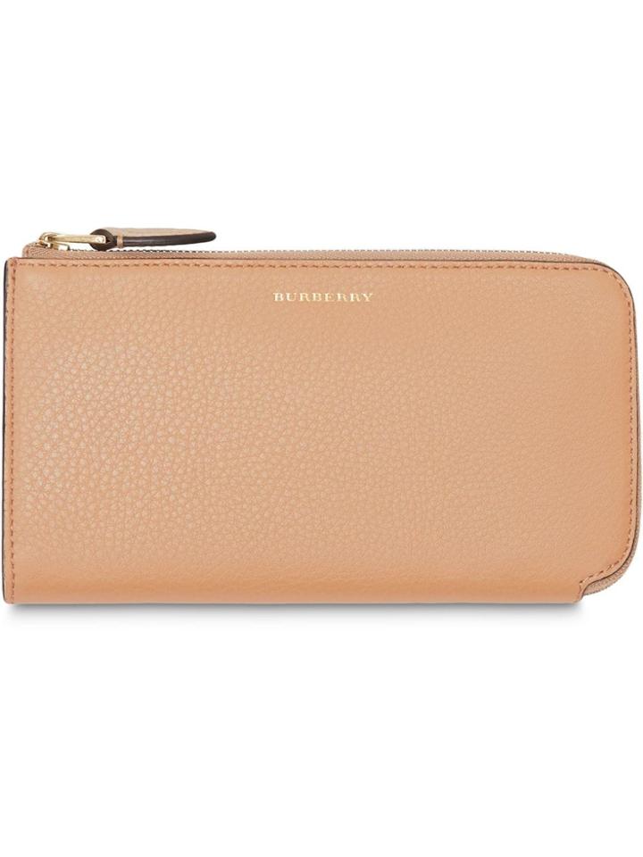 Burberry Two-tone Leather Ziparound Wallet And Coin Case - Neutrals
