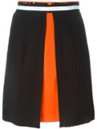 Versace Pleated Placket Skirt, Women's, Size: 40, Yellow/orange, Viscose/acetate/spandex/elastane/spandex/elastane