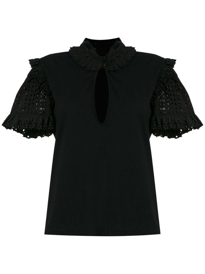 Andrea Bogosian Pedrita Lace Sleeves Blouse - Black