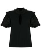 Andrea Bogosian Pedrita Lace Sleeves Blouse - Black