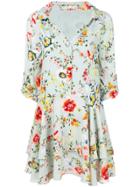Alice+olivia Floral-print Mini Shirt Dress - Blue