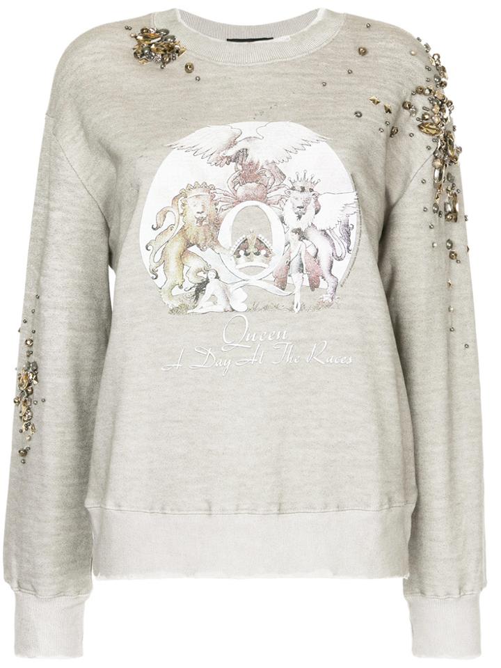 Tiger In The Rain Embellished Printed Sweatshirt - Grey
