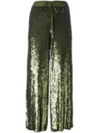 P.a.r.o.s.h. Drawstring Sequined Cropped Trousers, Women's, Size: Small, Green, Viscose/pvc