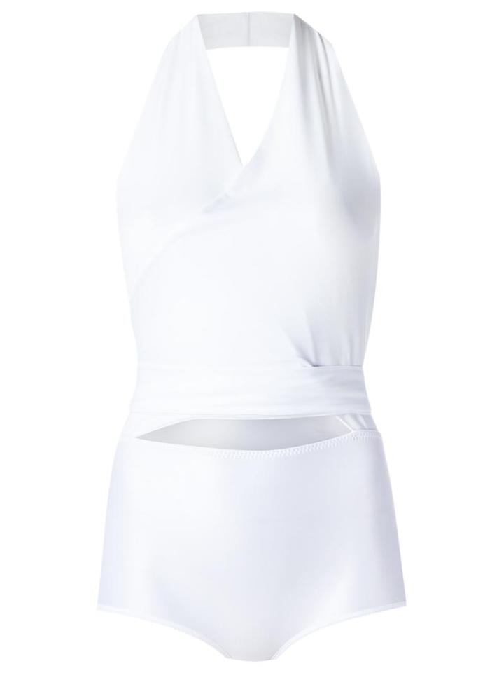 Giuliana Romanno V Neck Bodysuit, Women's, Size: Medium, White, Polyamide/spandex/elastane