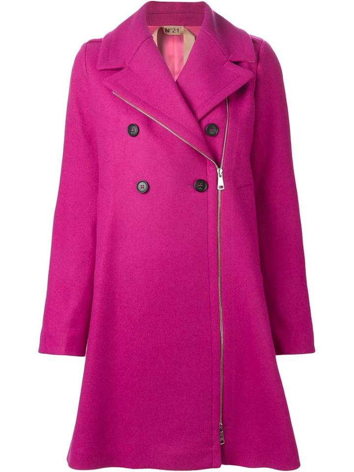 No21 Double Breasted Coat, Women's, Size: 42, Pink/purple, Polyamide/wool