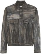 Song For The Mute Stripe Print Envelope Pocket Shirt Jacket - Black