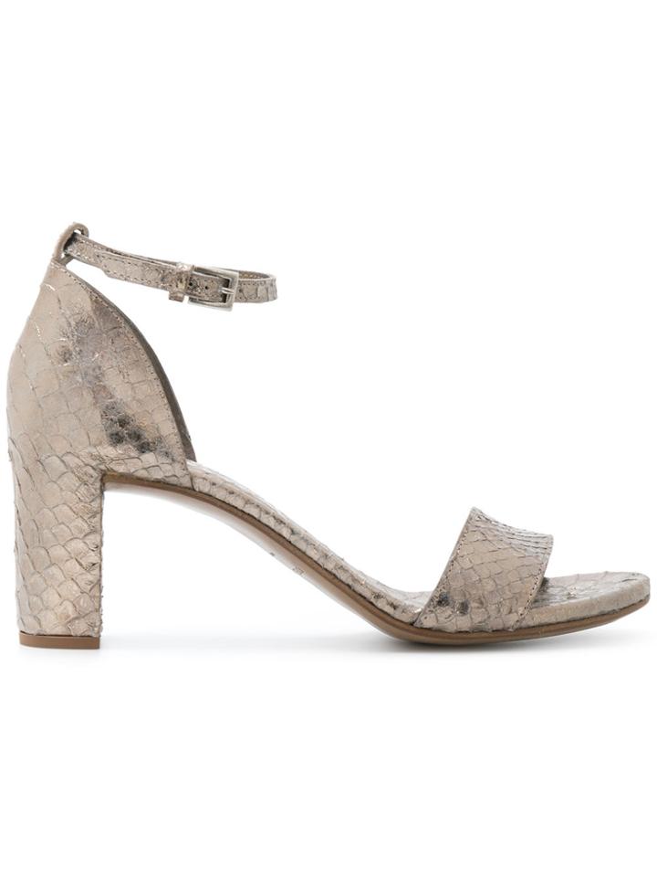 Del Carlo Snakeskin Effect Sandals - Metallic