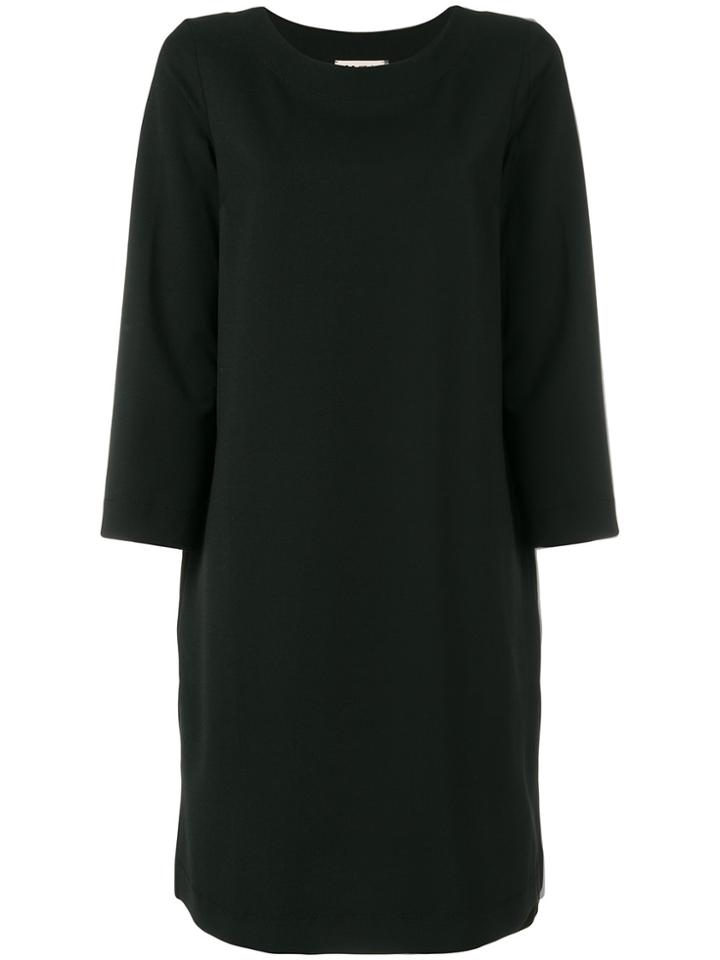 Hache Long-sleeved Shift Dress - Black