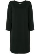 Hache Long-sleeved Shift Dress - Black