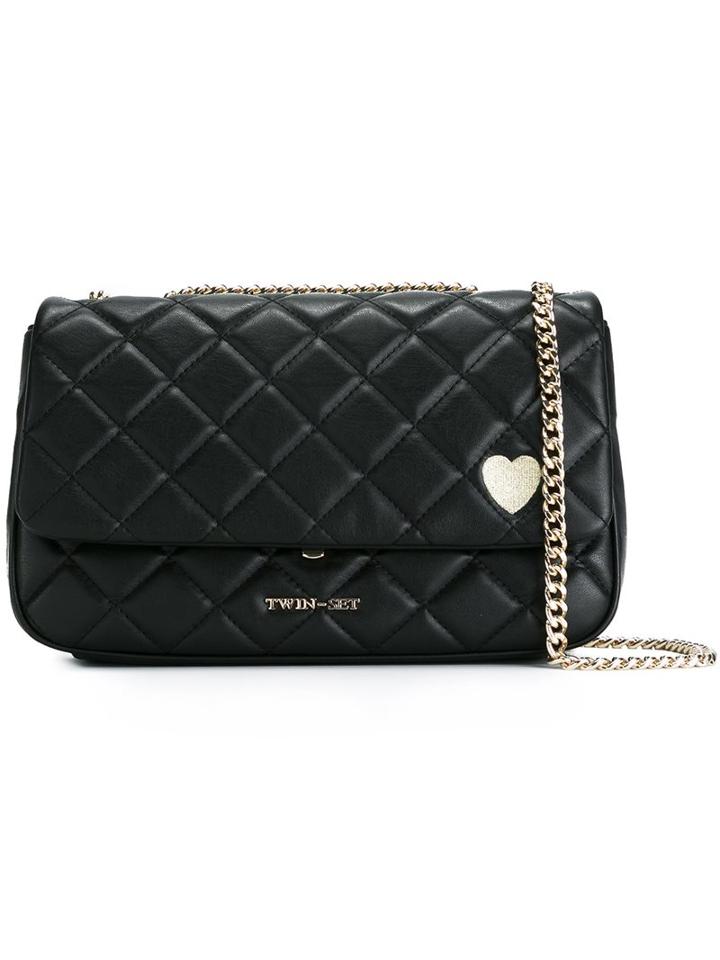 Twin-set Quilted Flap Shoulder Bag, Women's, Black