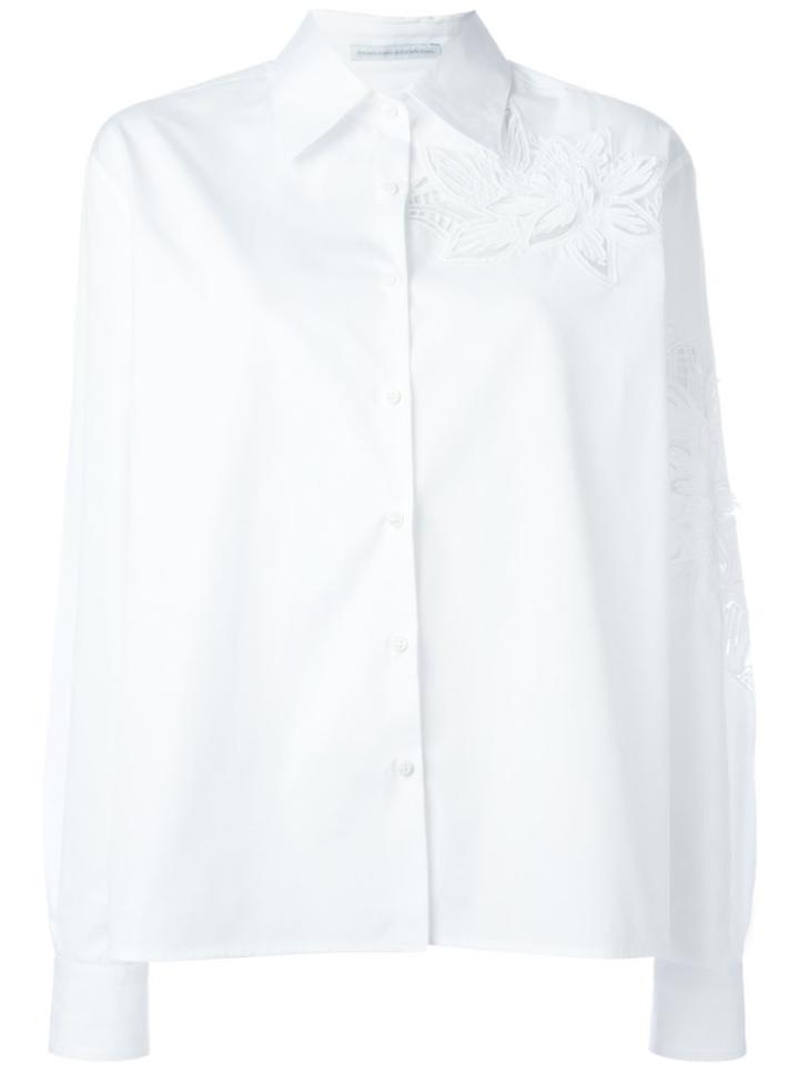Ermanno Scervino Embroidered Floral Shirt, Women's, Size: 46, White, Cotton