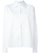 Ermanno Scervino Embroidered Floral Shirt, Women's, Size: 46, White, Cotton
