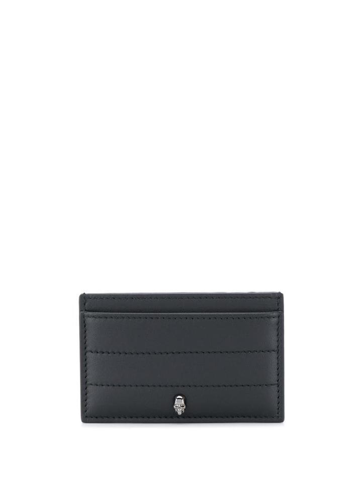 Alexander Mcqueen Topstitched Skull Cardholder - Black