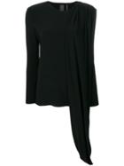 Norma Kamali Classic Blouse With Cape Layer - Black