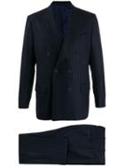 Kiton Double Breasted Stripe Suit - Blue