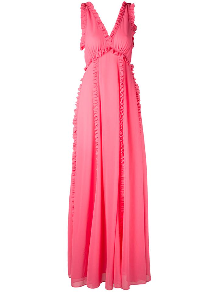 Msgm Frill Trim Maxi Dress - Pink & Purple