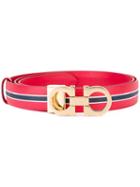 Salvatore Ferragamo Striped Belt, Women's, Size: 100, Red, Leather