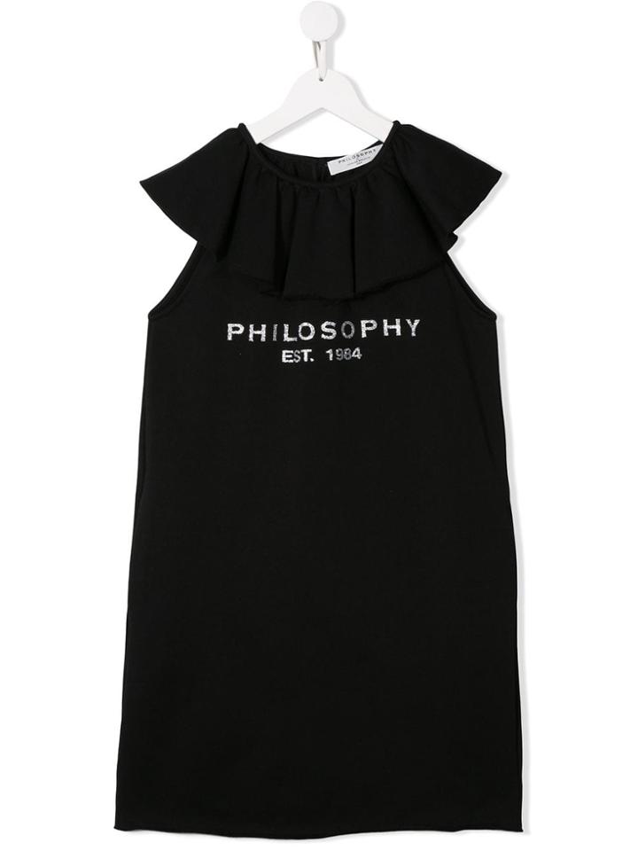 Philosophy Di Lorenzo Serafini Kids Logo Print T-shirt Dress - Black