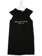 Philosophy Di Lorenzo Serafini Kids Logo Print T-shirt Dress - Black