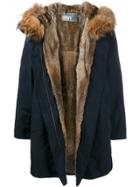 Army Yves Salomon Navy Brown Fur Lined Parka - Blue