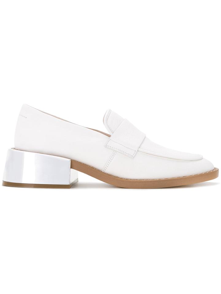 Mm6 Maison Margiela Metallic Block Heel Loafers - White