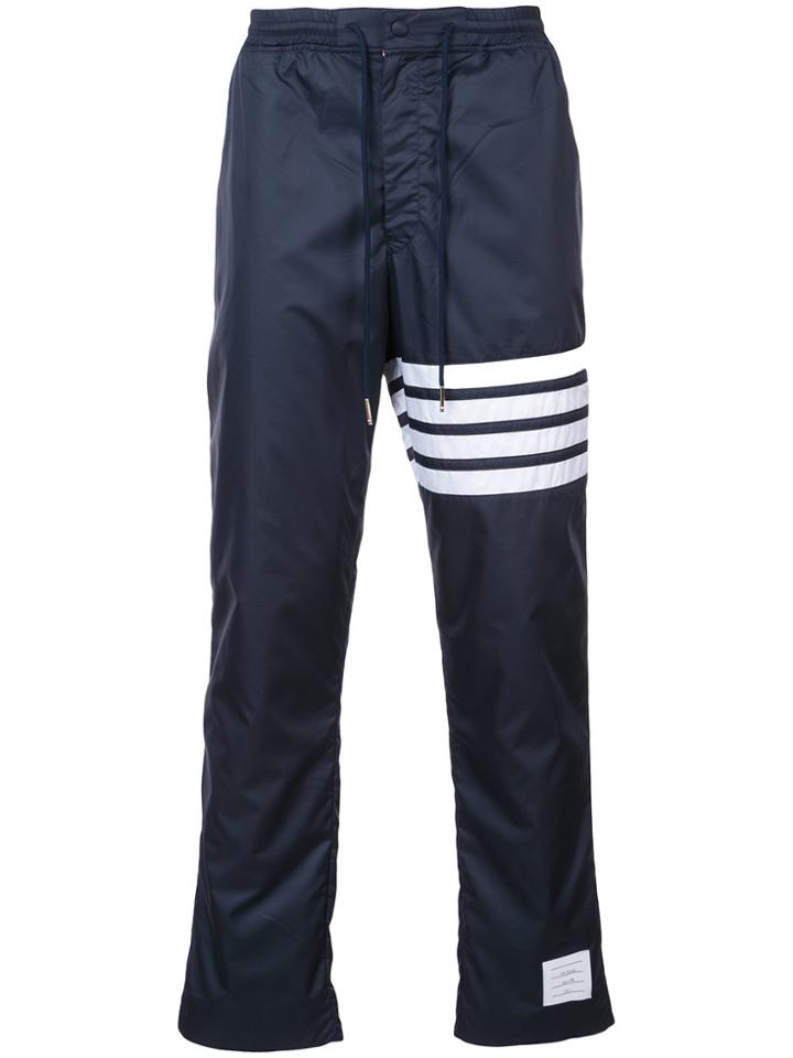 Thom Browne Stripe Detail Straight Leg Trousers - Blue