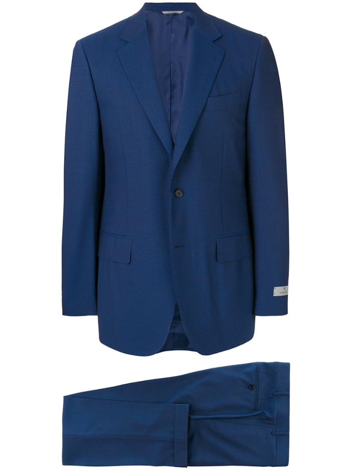 Canali Logo Patch Formal Suit - Blue