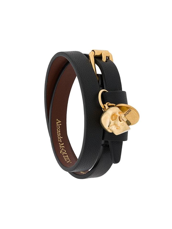 Alexander Mcqueen Skull Double-wrap Bracelet - Black